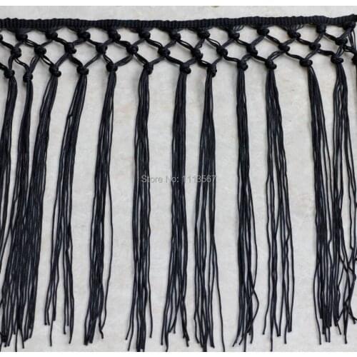 10y Craft Black Braided Polyester Fringe Tassel Trimming Lace Trim For Latin Dress Clothes Curtain Sew On Trim 26cm T535