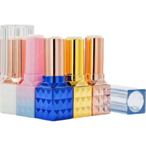 12.1mm Square White Lipstick Tube Clear Plastic Lid Empty Rose Gold Lip Balm Containers High Grade DIY Beauty Tool 50pcs/lot