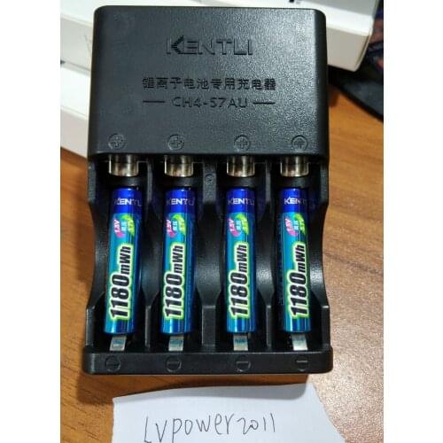 KENTLI 4pcs 1.5v 1180mWh AAA rechargeable Li-polymer li-ion polymer lithium battery+aa aaa charger