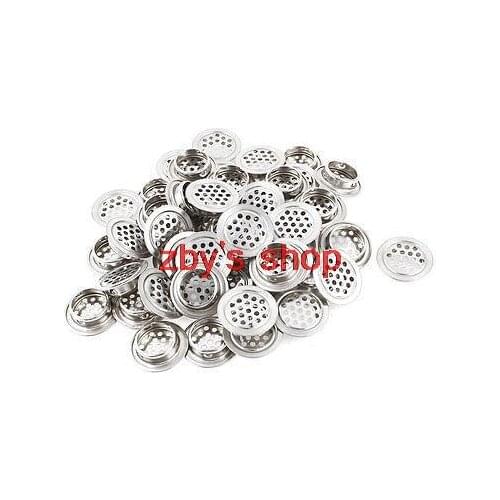 50 Pcs Silver Tone Stainless Steel Cabinet Air Vents Mini Louvers 25mm