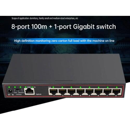 9port POE Gigabit Switch 250M 8port 100M+1 1000M Port POE Ethernet Switch Power Supply VLAN wireless AP for IP camera
