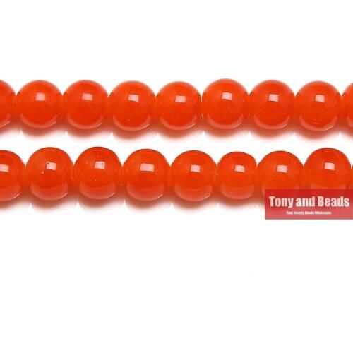 16" Imitation Orange Red Round Glass Loose Beads 6 8 10MM Pick Size for Jewelry Making IJ9