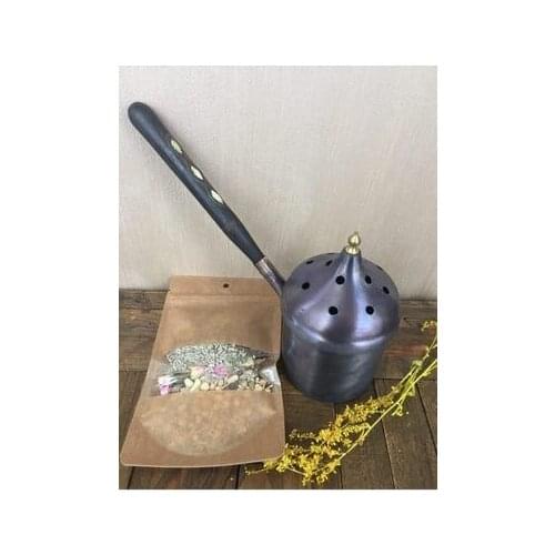 Bud Lavender, Peganum Seed, Frankincense Seed, Sage, Sweetgum Resin Seed, Laurel Leaf Mix Incense and Copper Coffee Pot Incense