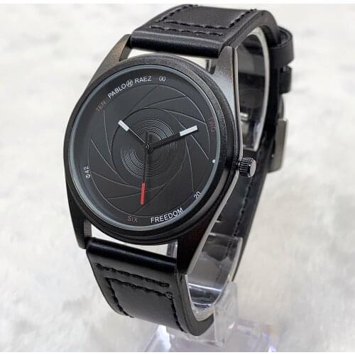 PABLO RAEZ Casual Sport Watch Men Brand New Luxury Military Black Leather Wristwatch Date Clock Fashion Calendar Male Cool Clock