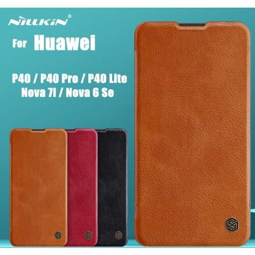 For Huawei P40 Pro Lite Case Cover NILLKIN Vintage Qin Flip Cover wallet PU leather + PC For Huawei Nova 7i Nova 6 Se