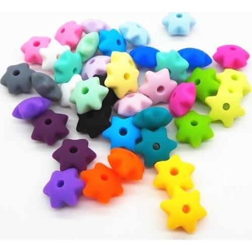 Chenkai 100pcs 10mm BPA Free Silicone Star Teether Beads DIY Baby Shower Pacifier Dummy Necklace Jewelry Toy Gift Accessories