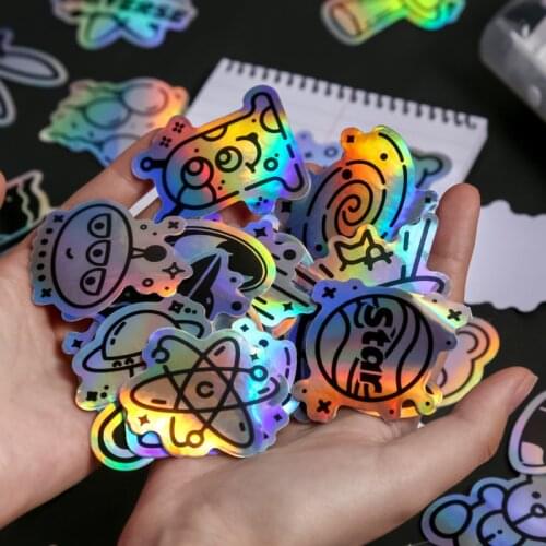 40pcs Creative Fantasy World Series Laser Sticker DIY Scrapbook Mobile Notebook Diary Stationery Decoration Sticker