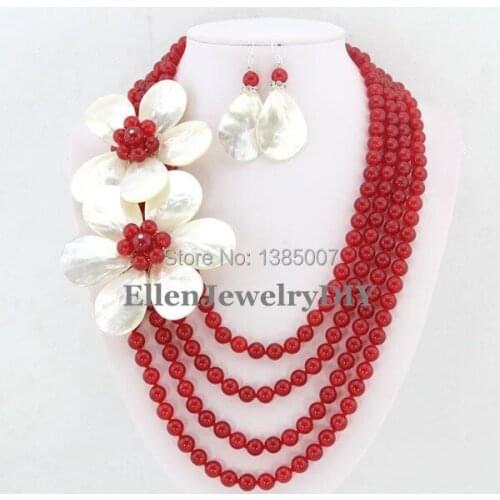 Hot Jewelry Set .8mm Round Shape Red hot Necklace Earrings.Wedding Jewelry.Bridesmaid Jewelry.Free Shipping