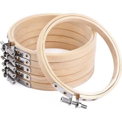 GTBL 6 Pieces 4 Inch Round Wooden Embroidery Hoops Bulk Wholesale Bamboo Circle Cross Stitch Hoop Ring