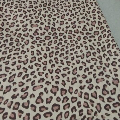 100% Plain Cotton viaPhil Beige Brown Leopard Printed Fabric Patchwork Cloth Dress Home Decor