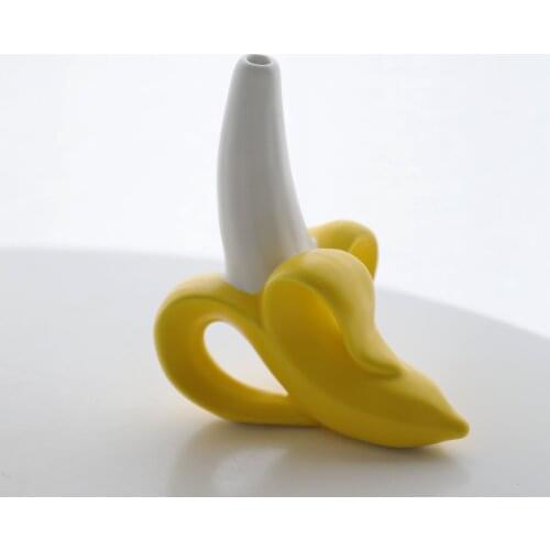 Ceramic Banana Vase For Single Flower Small Decorative Tabletop Vase Filler Cute Fruit Ornaments Nordic Home Kitchen Decorations