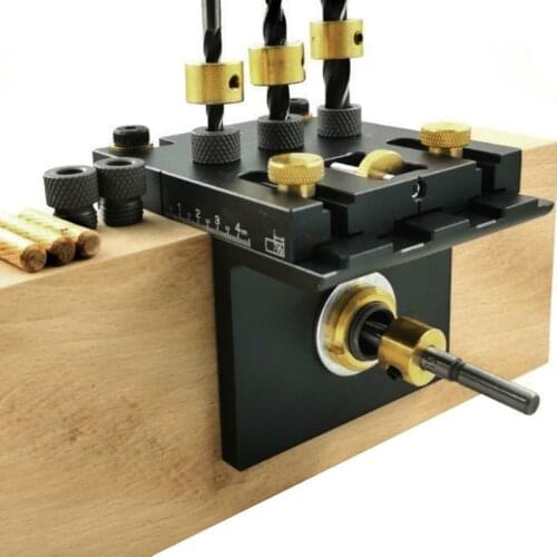 3 in 1 Woodworking Doweling Jig Kit With Positioning Clip Adjustable Drilling Guide Puncher Locator Carpentry Tools