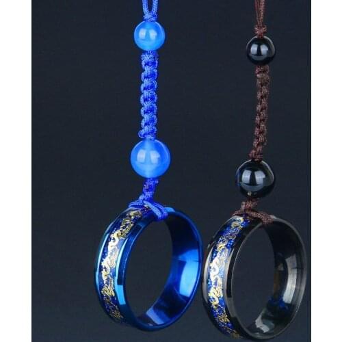 Phone Lanyard Short Phone Chain Men Women Fall-resistant Pendant Pendant Chinese Style Titanium Steel Luminous Dragon Ring