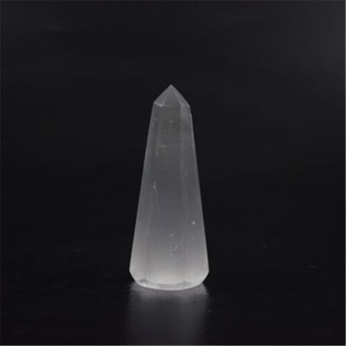 12cm Natural Selenite Lamp Carved Pyramid Tower Healing Crystal Wand Heart Palm Stone Wicca Decor Point White Plate Gift 1pc