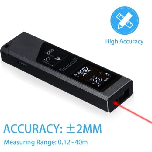 40M Handheld Aluminium Alloy Laser Rangefinder Portable Mini USB Charging Digital Distance Meter for Area Volume Distances