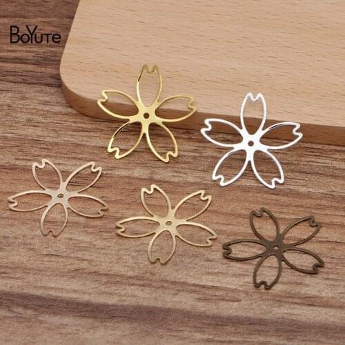 BoYuTe (100 Pieces/Lot) 27MM Metal Copper Flower Stamping Plate Hand Made Materials Diy Jewelry Accessories Parts