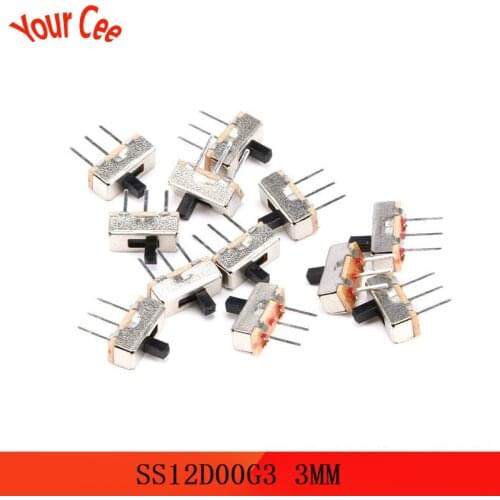 20pcs Interruptor on-off Mini Slide Switch SS12D00 SS12D00G3 3pin 1P2T 2 Position High Quality Toggle Switch Handle Length 3MM P