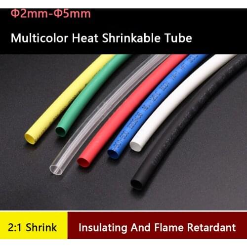 Φ2mm-Φ5mm Multicolor Heat Shrinkable Tube 2:1 Shrink Polyethylene Wire Cable Insulated Sleeving Tubing