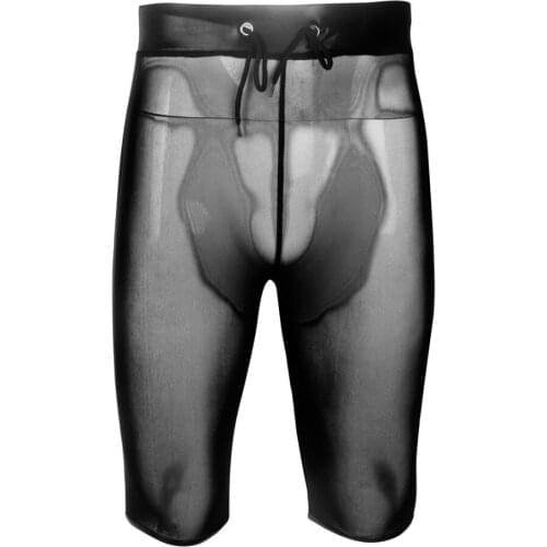 Man Hot Sexy Leather Underwear Shorts Mesh Stitching Slim Ultra-Thin Transparent Shorts Nightclub Gay Fetish Wetlook Latex Short