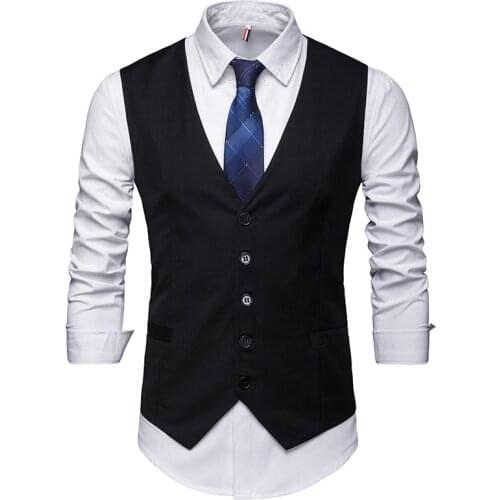 Men Slim Fits Mens Suit Vest Male Waistcoat Gilet Homme Casual Sleeveless Formal Business Vest Wedding Waistcoat Big Size 7XL