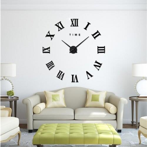 Small Size Roman Numerals Wall Clock 3d Effect 27inch Acrylic Wall Stickers Clock Mute Movement for Home Decor Watch