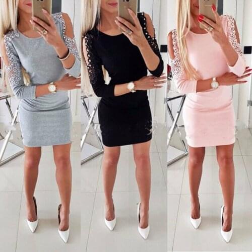 Meihuida 2020 Autumn Winter New Women Long Sleeve O Neck Knit Bodycon Slim Fashion Causal Sweater Mini Dress Knitwear