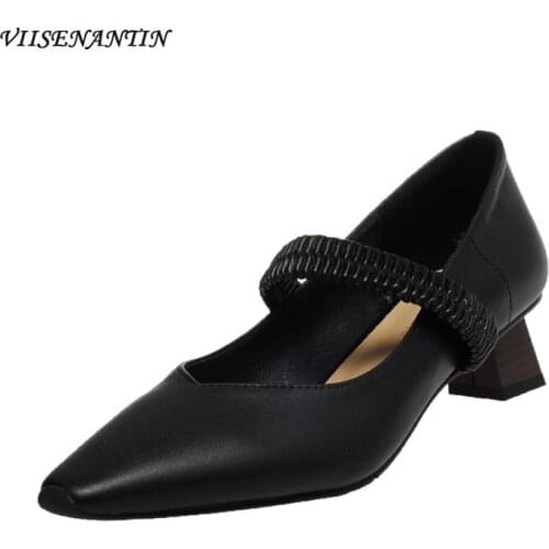 2021 spring Korean version of the new Mary Jane word with pointed toe thick heel fashion high-heeled shoes