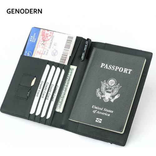 2020 Carbon Fiber Microfiber RFID Passport Cover Leather Elastic Band Travel Document Wallet ID Bag Passport Holder