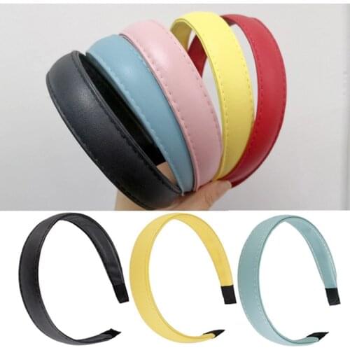 2021 New PU Wide Headband Solid Color Hair Bezel PU Leather Hairbands Satin Sports Hairband Head Hoop For Women Hair Accessories