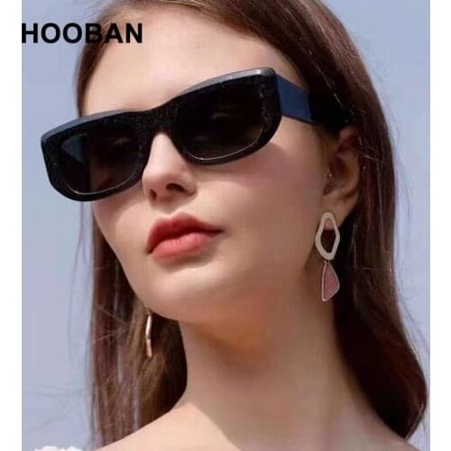 HOOBAN Brand Designer Oversize Sunglasses Women Men Classic Big Plastic Sun Glasses For Ladies Fashion Black Driving Eyeglasses
