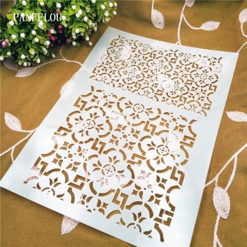 Four flowers scrapbook stencils spray plastic mold shield DIY cake hollow Embellishment printing lace ruler valentine