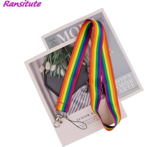 Ransitute R2121 Rainbow Gay Lanyards Id Badge Holder Keychain ID Card Pass Gym Mobile Badge Holder Lanyard Key Holder