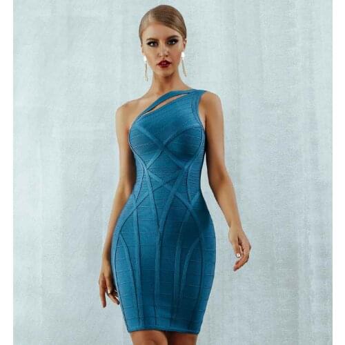 Seamyla 2021 New Summer Bandage Dresses Women Celebrity Party Sleeveless One Shoulder Evening Sexy Lady Bodycon Night Out Dress