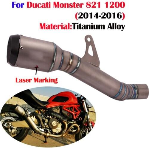 Slip On For DUCATI Monster 821 Monster 1200Motorcycle Exhaust Modiifed Titanium Alloy Middle Link Pipe Escape Moto Muffler