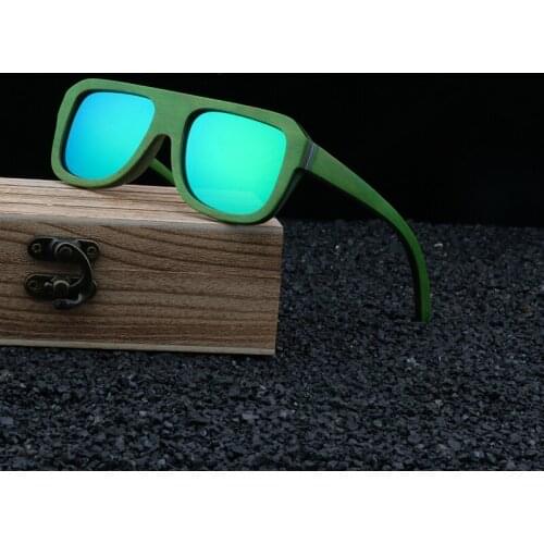 New Vintage Natural Skateboard Sun Glasses Luxury Retro Fashion Bamboo Wood Polarized Sunglasses Driving Square Style