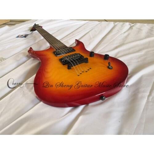 Special sale brand tail list Ultra-thin guitar 0.67inch 17mm thick body metal red yellow black,strings through body,high quality