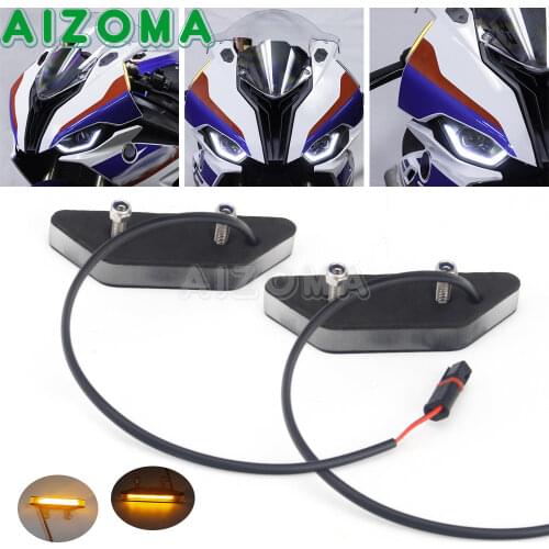 Motorcycle Front LED Mirror Block Off Turn Signal Indicator Light Amber Blinker Lamp For BMW S1000RR S 1000 RR 2020-Present