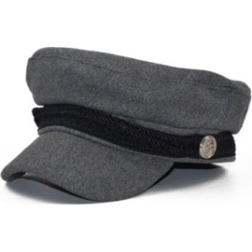 Warm Wool Military Hats For Women Fashion Spring Winter Woolen Military Cap Female Flat Top Cap Army Newsboy Style Sailor Visor