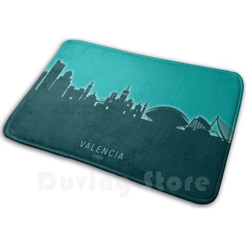 Valencia Spain Skyline Mat Rug Carpet Anti-Slip Floor Mats Bedroom Valencia Valencia Skyline Skyline Cityscape Valencia Spain