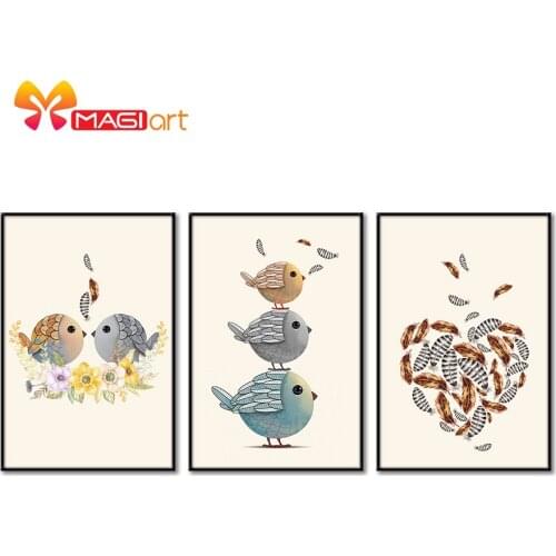 Cross stitch kits Embroidery needlework sets 11CT water soluble canvas patterns 14CT Cartoon Style Kissing birds-NCMC015