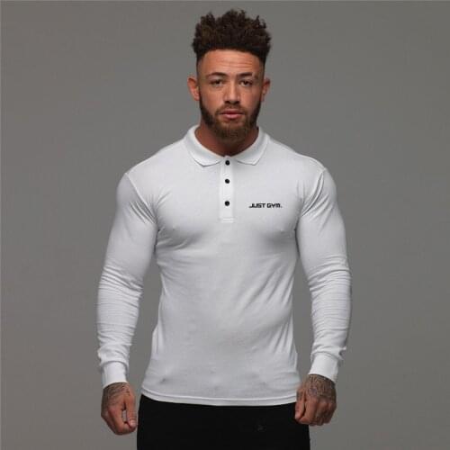 High Quality Solid Color Sportswear Fitness Polo Shirt Cotton Casual Polo Shirts Mens Autumn Slim Fit Long Sleeve Poloshirt Men