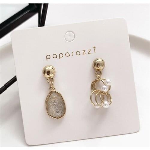 South Korea Dongdaemun new fashion popular asymmetrical metal earrings temperament eardrop ear clip