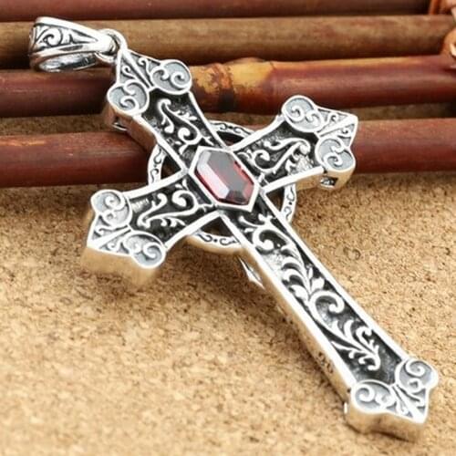 925 sterling silver for women men Necklace Pendant Virgin Mary Rhinestone Cross Pendant Gift jewelry