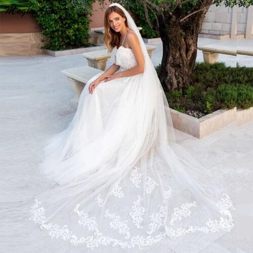 Magic Awn Chic Bohemian Wedding Dresses Lace Appliques Spaghetti Straps Beach A-Line Wedding Party Gowns Corset Back Robe Mariee