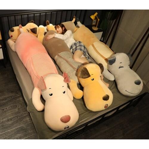 1pc Cartoon Lying Plush Stuffed Dog Big Toys Big Head Dog Doll Lovely Animal Children Birthday Gift Dog Plush Pillow 60-120cm