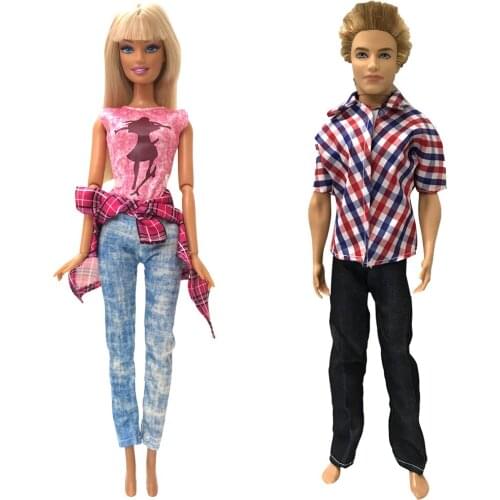 NK Newest Two Set Mixed Popular Set Doll Casual Open Button Set Fashion Beautiful Clothing For Barbie Doll Best Child Girl 6X