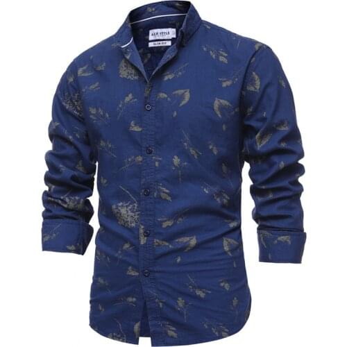 2021 Fashion Mens Floral Printed Shirt camisa social masculina Slim Fit Business Casual High Quality Man 100% Cotton Shirt