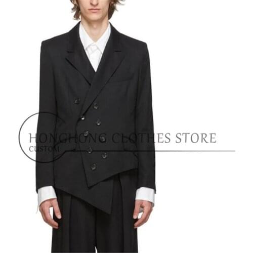 Custom mens clothing! 2020The high quality TNew mens asymmetrical suit with loose double-breasted suit with long sleeves