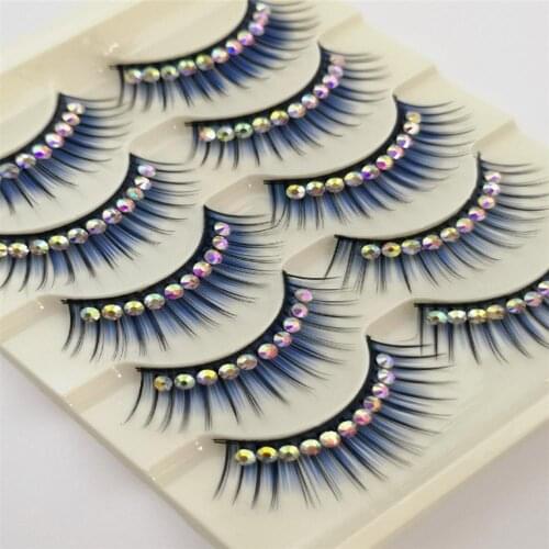 5 Pairs Rhinestones Glitter Artificial Eyelashes Extension Cosmetic Makeup Tool