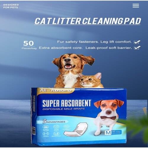 50 Pieces Fully Absorbent Diapers Disposable Leak-Proof Suitable Male Dogs Large Capacity Diapers Pet Supplies